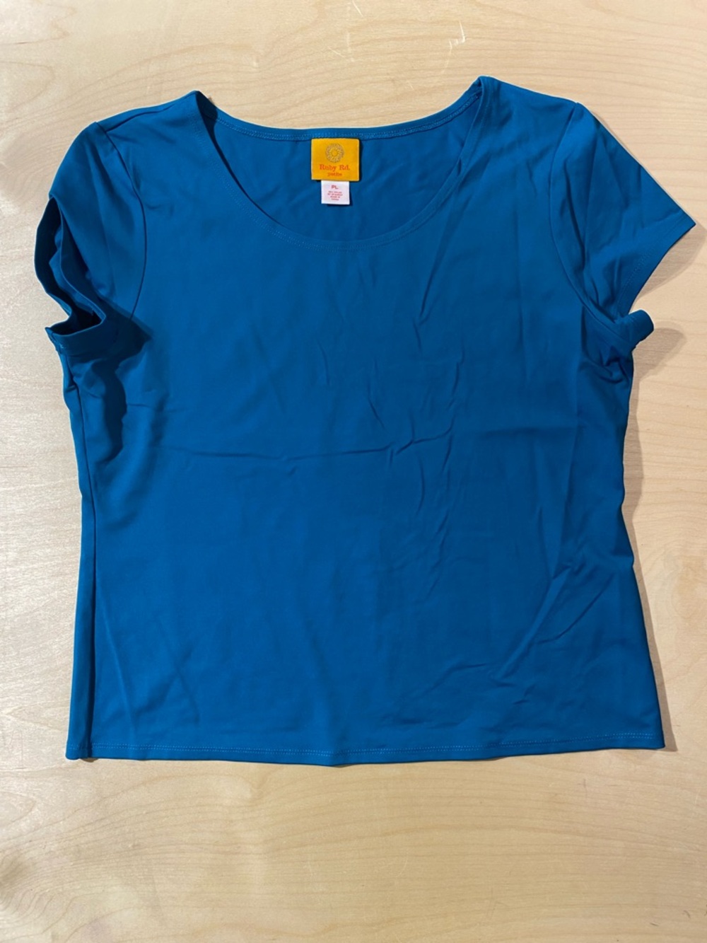 Ruby Rd. Short Sleeve Scoop Neck Tee - Teal Blue PL (RF)